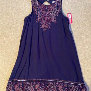 Xhilaration Indigo Floral Printed Shift Dress XS